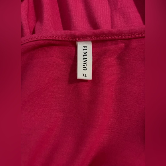 Funlingo Magenta Fuchsia Pleated Square Neck Tunic - Picture 3 of 5